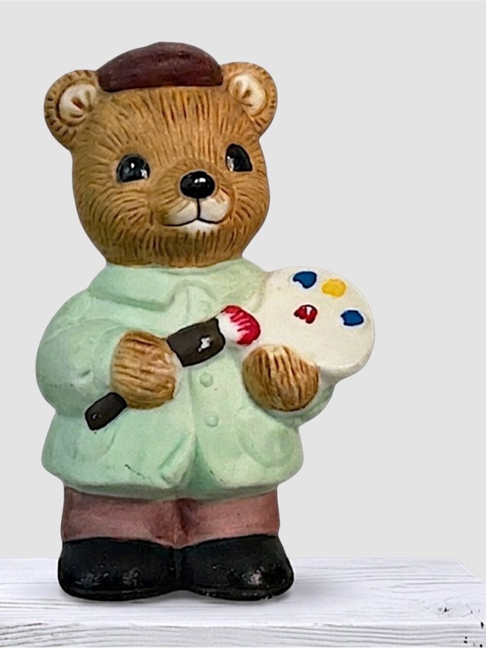 Vintage Artist Bear Homco 1406 figurine Hand Pained Porcelain Collectible 1980